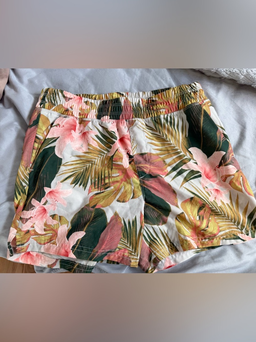 Girls Old Navy Tropical Floral Elastic-Waist Shorts - Pink & Green